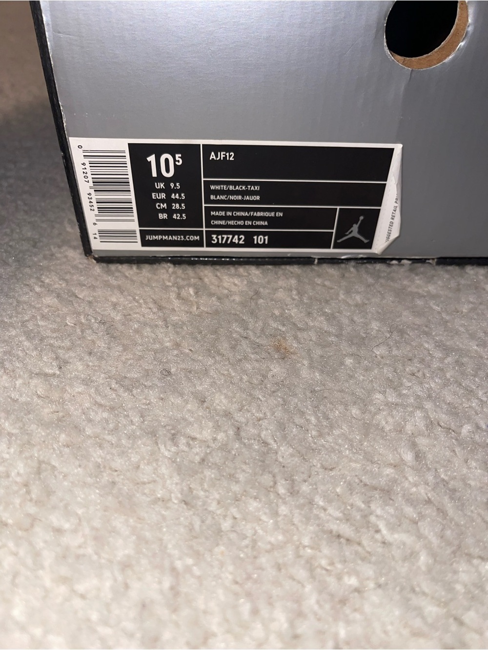 Men’s Nike Air Jordan 12 Retro White/Black Men’s Shoes Size 10.5 - Picture 7 of 7